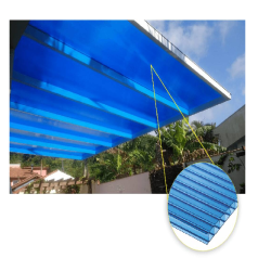 Cobertura Chapa de Policarbonato Alveolar 6mm 2,95m X 2,10m Placa Azul