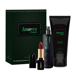 Kit Absinto Proibido Shot Perfume + Hidratante + Batom - Água de Cheiro